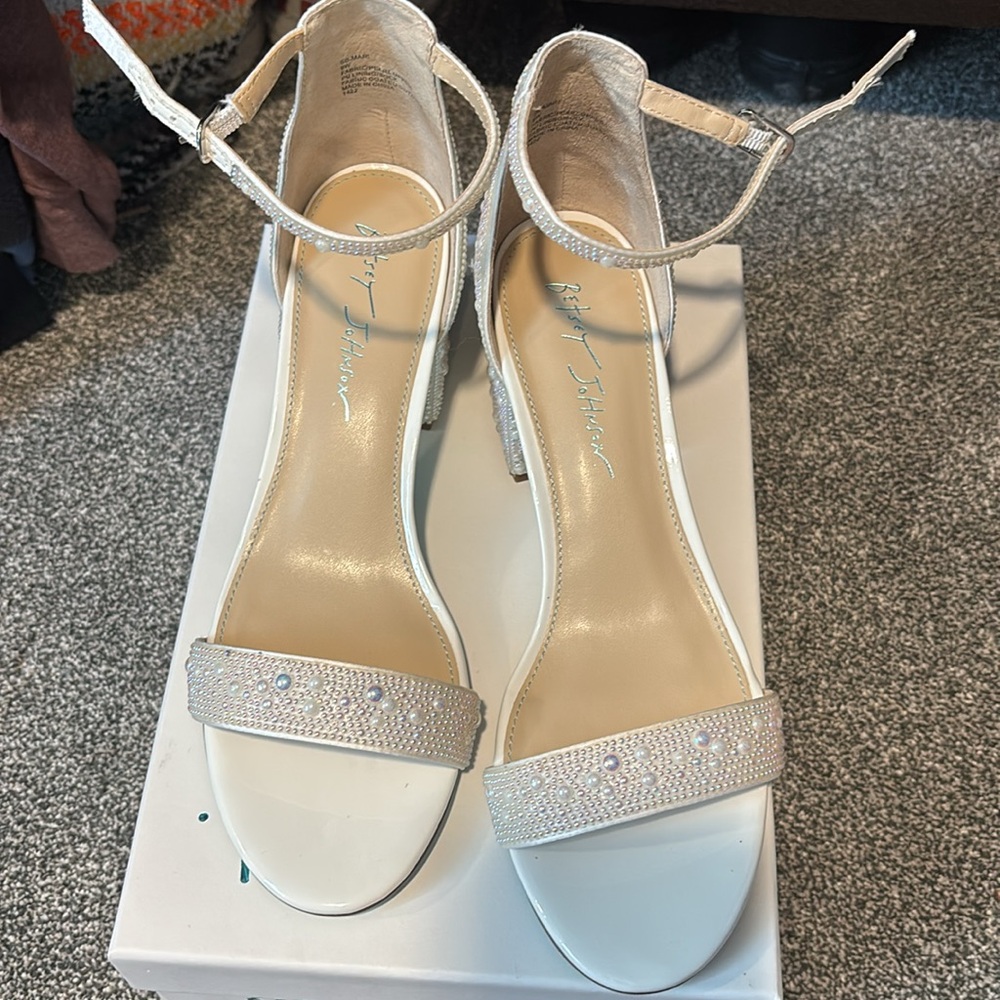 Betsey Johnson White Sparkly Heels - Picture 2 of 5